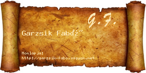 Garzsik Fabó névjegykártya